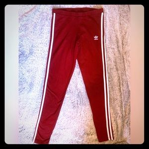 Classic Red adidas three stripe leggings!